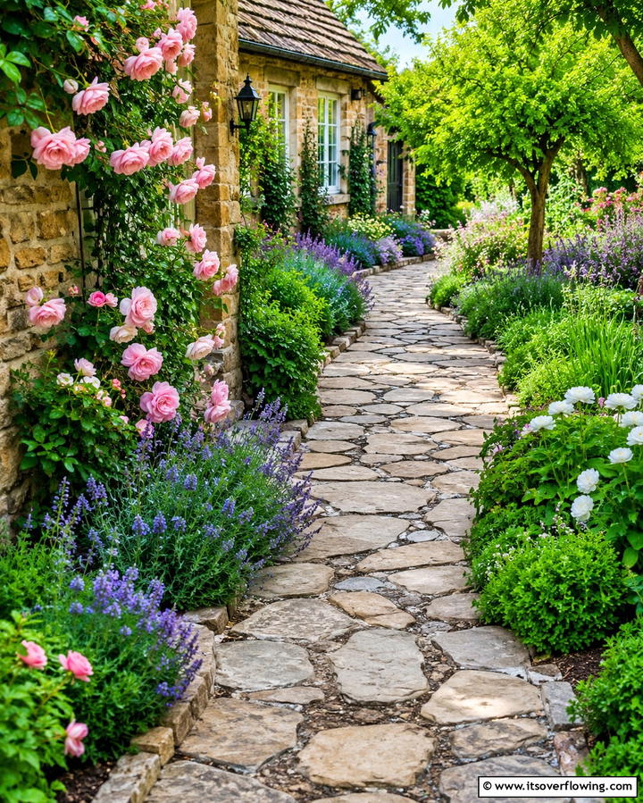 Cottage Stone Lane - 30 Rock Walkway Ideas to Elevate Your Garden Design
