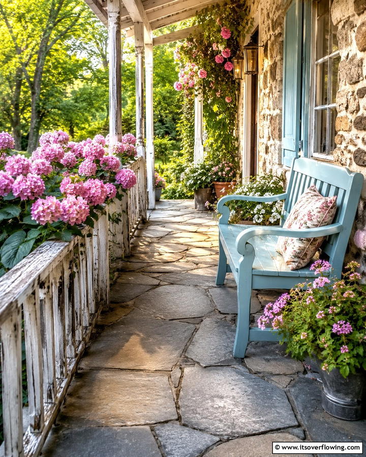 Cottage Style Stone Porch - 25 Stone Porch Ideas to Enhance Your Home’s Curb Appeal