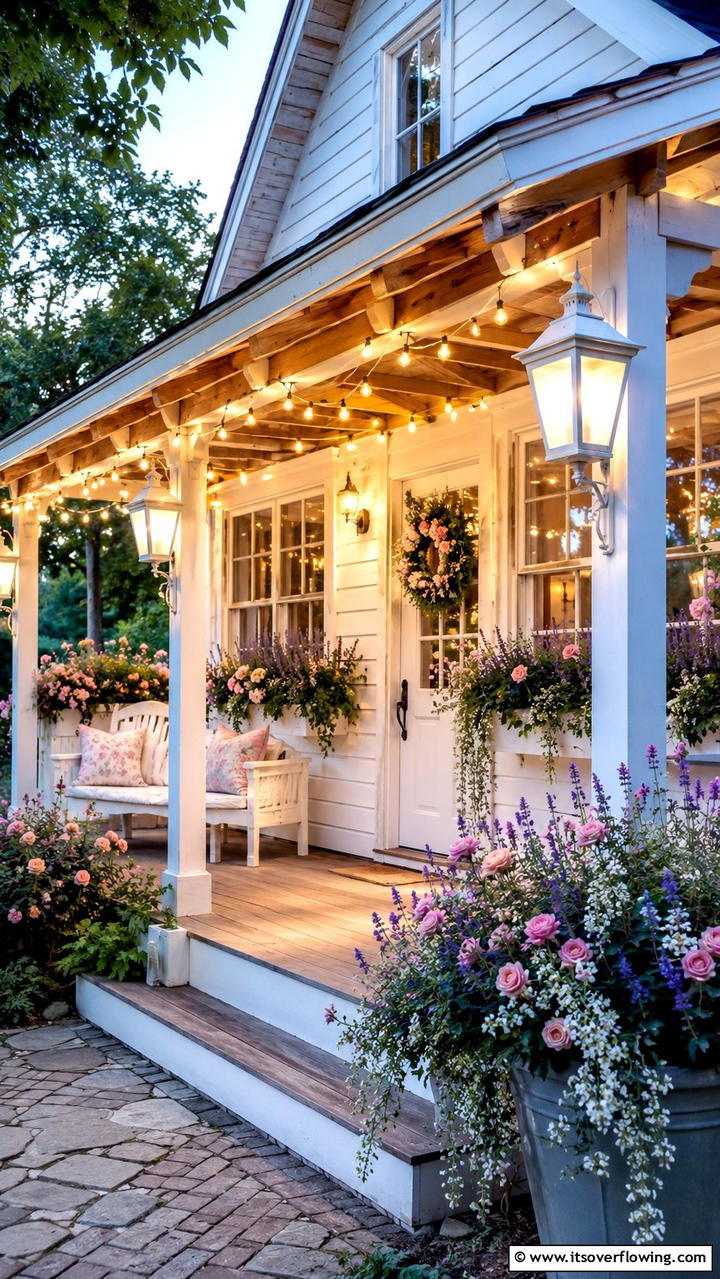 Cottage Style Warmth - 30 Inviting Front Porch Lighting Ideas for Curb Appeal