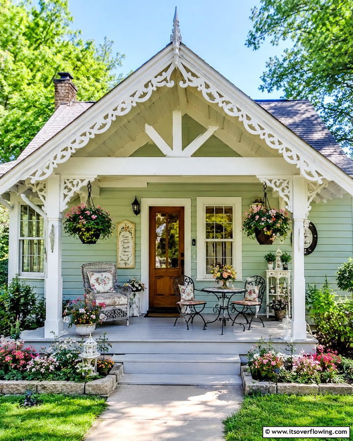 Cottage Style Warmth - 25 Open Gable Porch Ideas for a Welcoming Entrance
