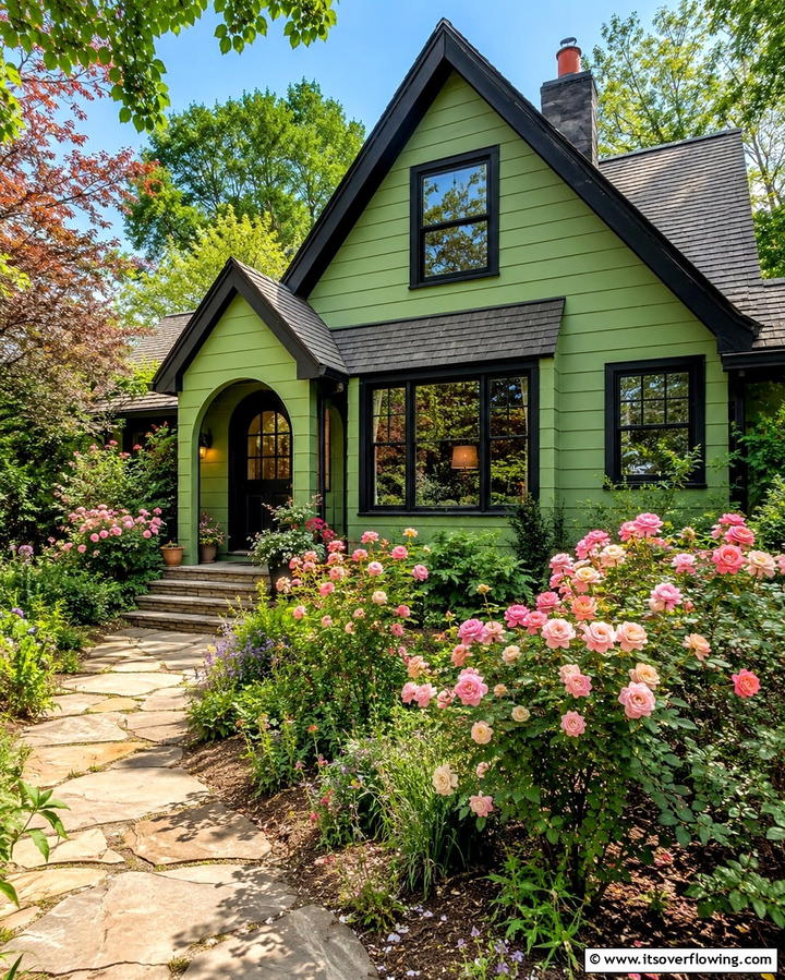 Cottage Style Whimsy - 25 Green House Exterior With Black Trim Ideas