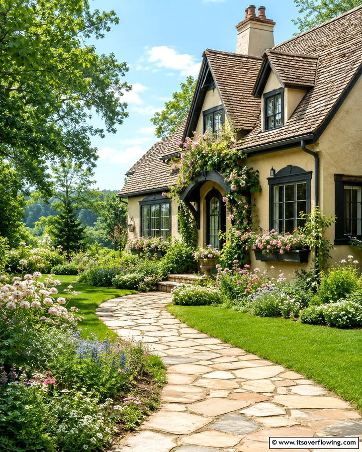 Cottagecore Dream - 25 Tan House With Black Trim Design Ideas for Elegance