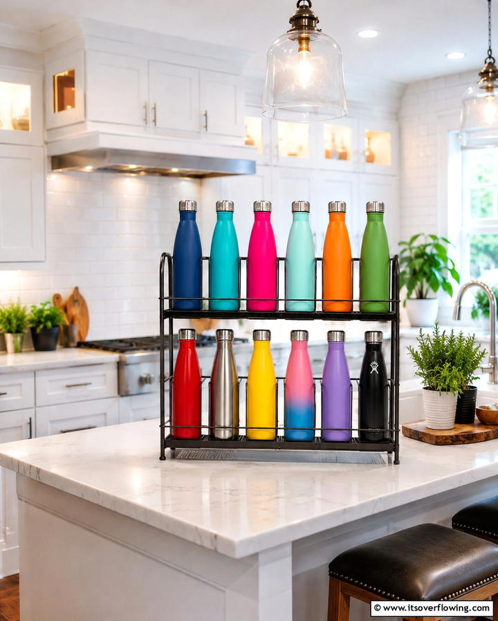Countertop Bottle Rack - 20 Clever Water Bottle Storage Ideas for a Clutter-Free Home