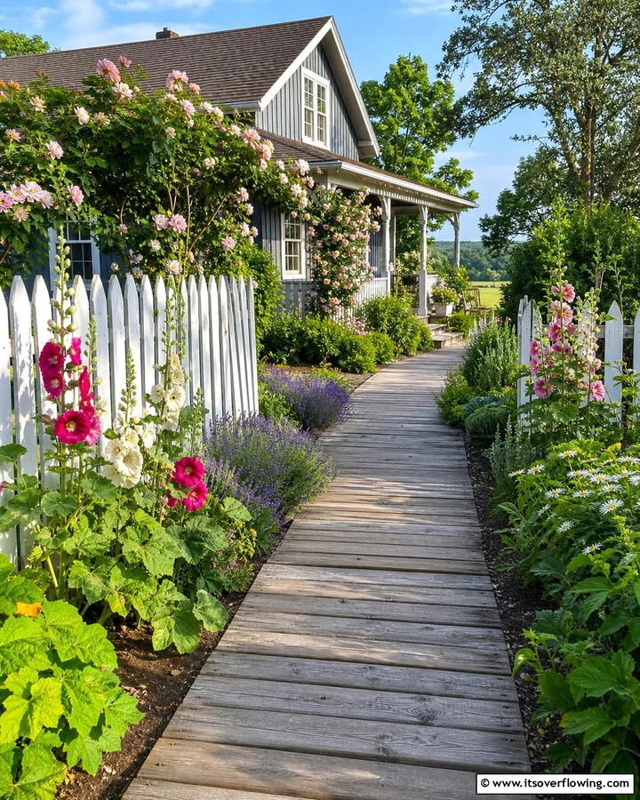 Country Charm Walkway - 30 Wooden Walkway Ideas for Gardens and Outdoor Paths
