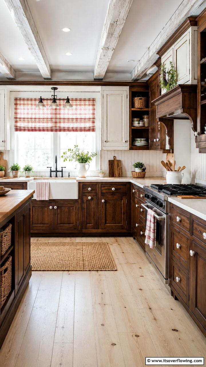 Country Chic - 30 Dark Wood Kitchen Cabinet Designs for Classic Style