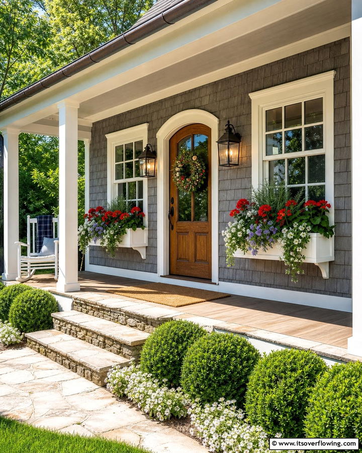 Country Cottage Window Boxes - 30 Rustic Front Porch Ideas for a Welcoming Entryway