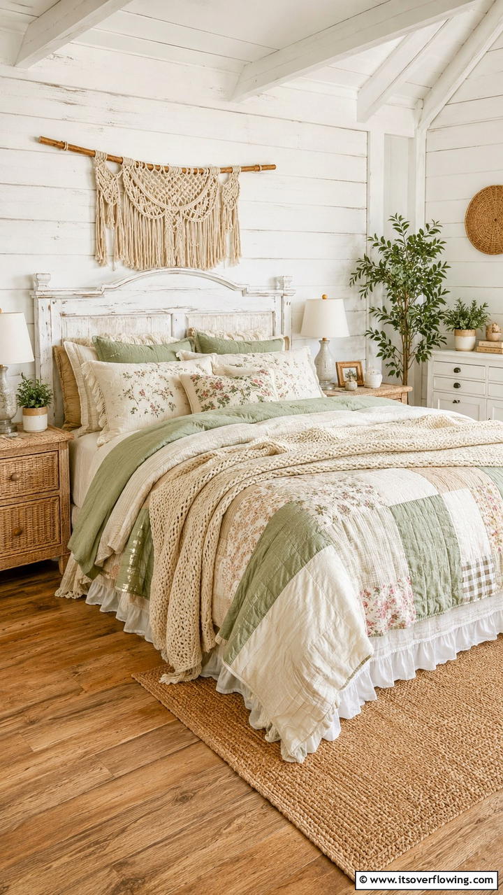 Country Farmhouse Bedding - 30 Boho Farmhouse Decor Ideas for Eclectic Charm