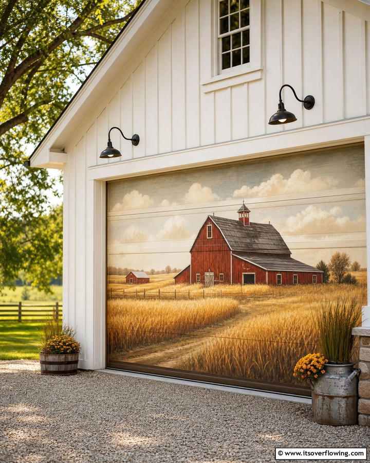 Country Farmhouse Warmth - 30 Garage Door Mural Ideas for Creative Curb Appeal