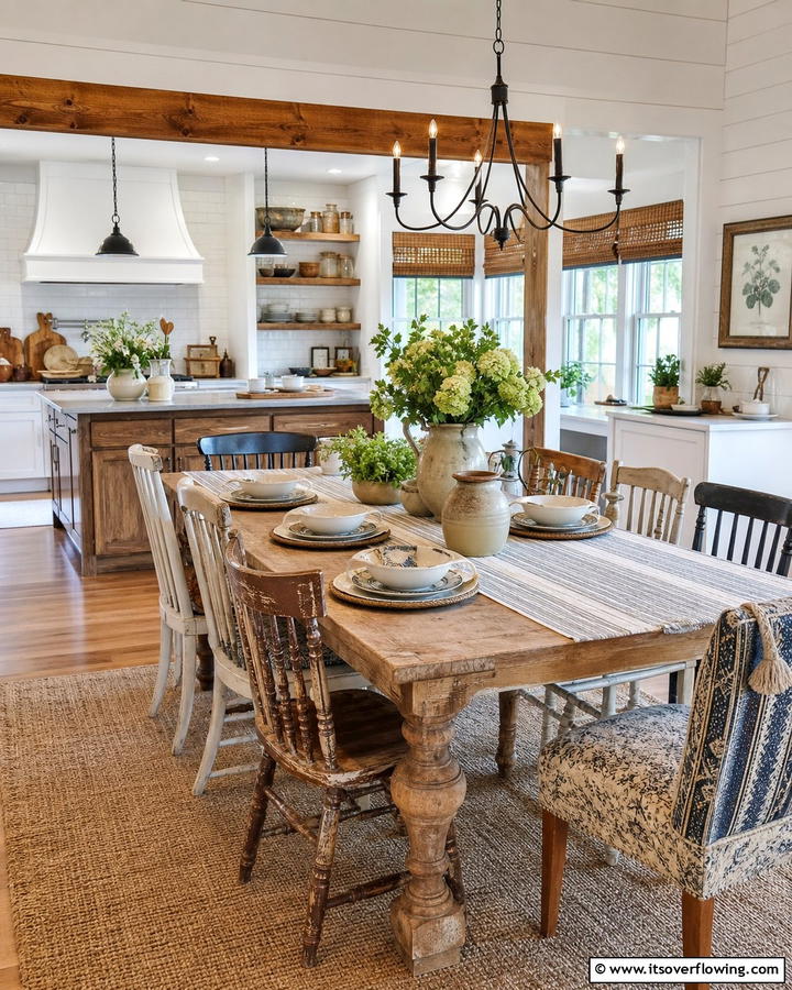 Country Inspired Dining - 21 Farmhouse Kitchen Ideas for a Cozy, Timeless Look