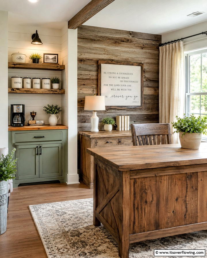 Country Kitchen Corner Integration - 30 Rustic Home Office Ideas for a Cozy Workspace