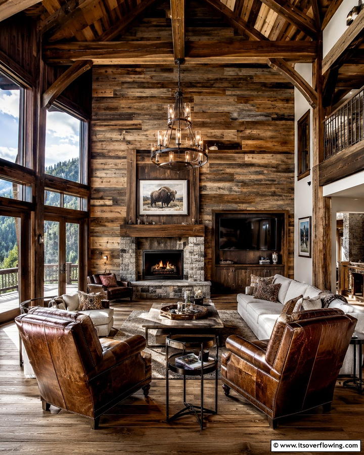 Country Lodge Ambiance - 30 Rustic Barnwood Accent Wall Ideas to Transform Your Space