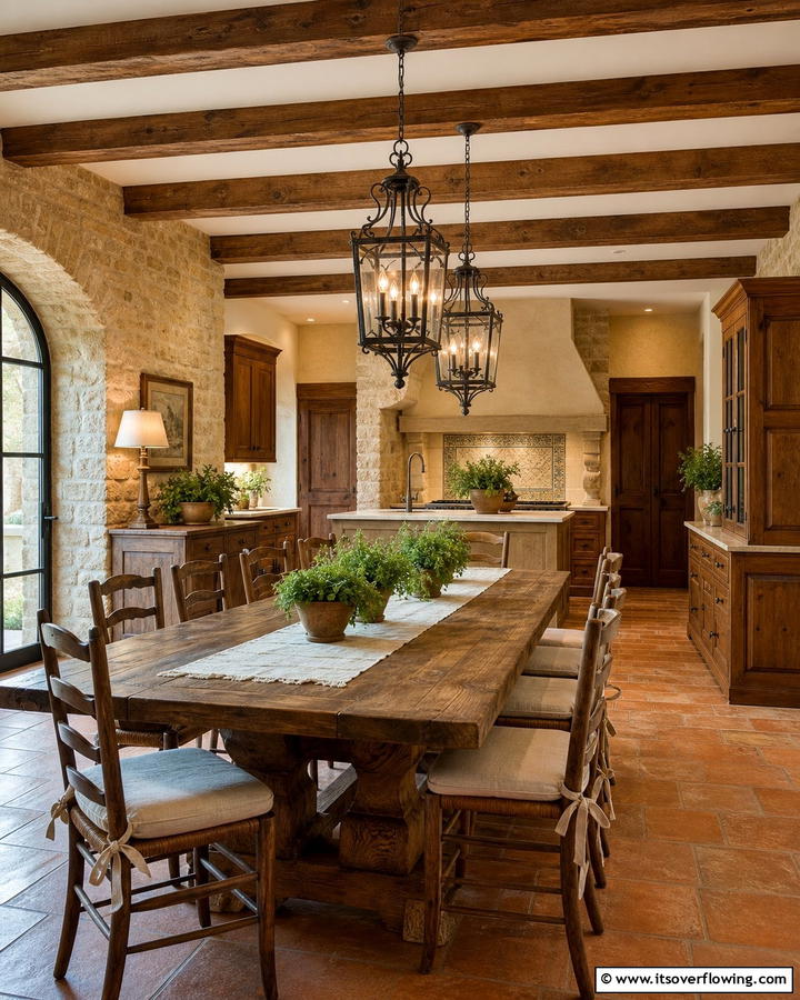 Country Style Dining Area - 30 Tuscan Kitchen Ideas for Warm Rustic Mediterranean Vibes