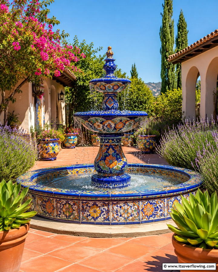 Courtyard Fountain Focus - 25 Beautiful Front Yard Spanish Style Landscaping Ideas