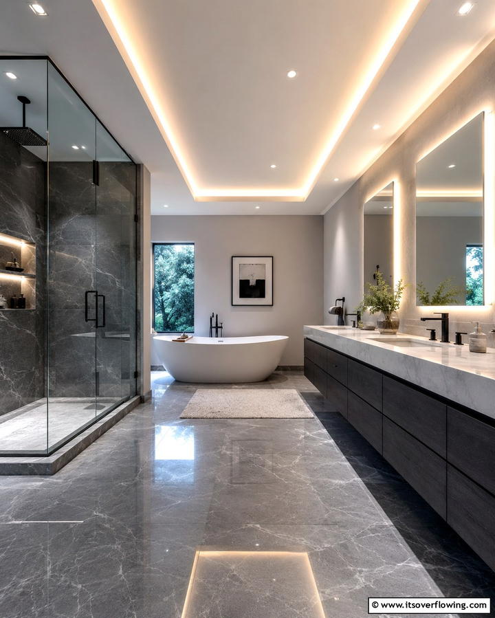 Cove Lighting for Subtle Glow - 25 Bathroom Ceiling Lighting Ideas to Brighten Your Space