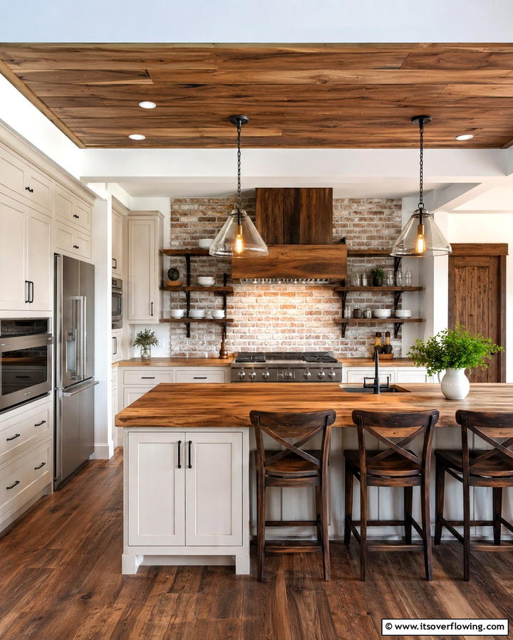 Cover Soffits with Natural Wood Panels - 20 Kitchen Soffit Ideas for a Polished Look
