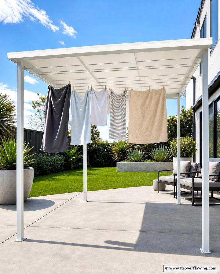 Covered Clothesline for Weather Protection - 25 Outdoor Clothesline Ideas for Efficient Drying