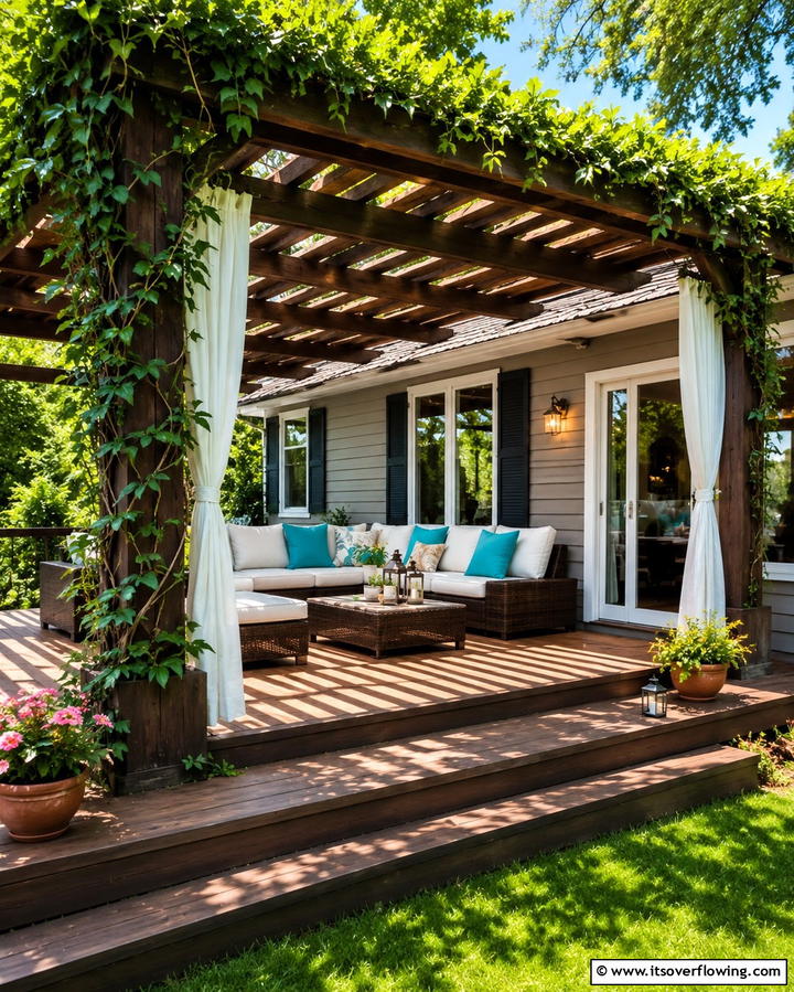 Covered Deck with Pergola - 25 Mobile Home Deck Ideas to Enhance Your Outdoor Living