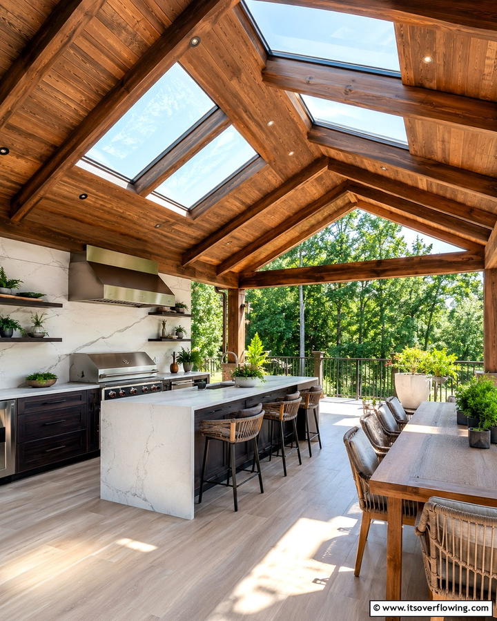 Covered Deck with Skylights - 30 Partially Covered Deck Ideas for Flexible Outdoor Living