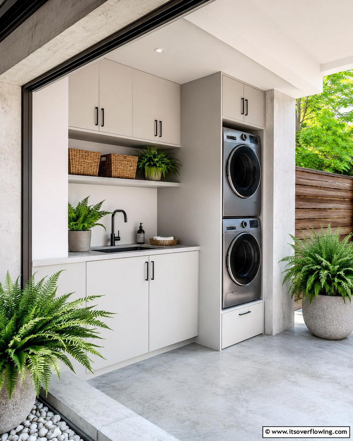 Covered Laundry Nook - 25 Outdoor Laundry Area Design Ideas for Convenience