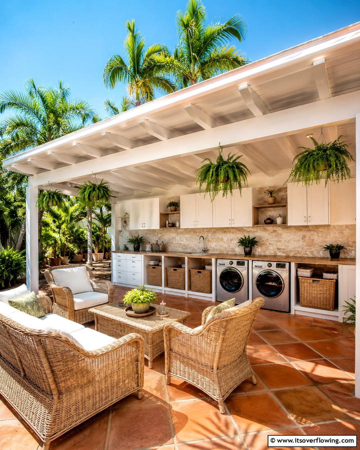 Covered Pergola for Weather Protection - 25 Outdoor Laundry Area Design Ideas for Convenience