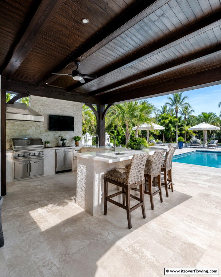 Covered Poolside Kitchen - 30 Pool House with Outdoor Kitchen Designs for Entertaining