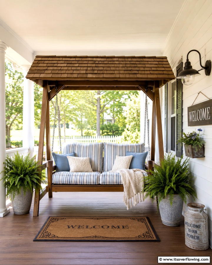 Covered Porch Swing - 30 Creative Shade Ideas for Stylish Outdoor Comfort