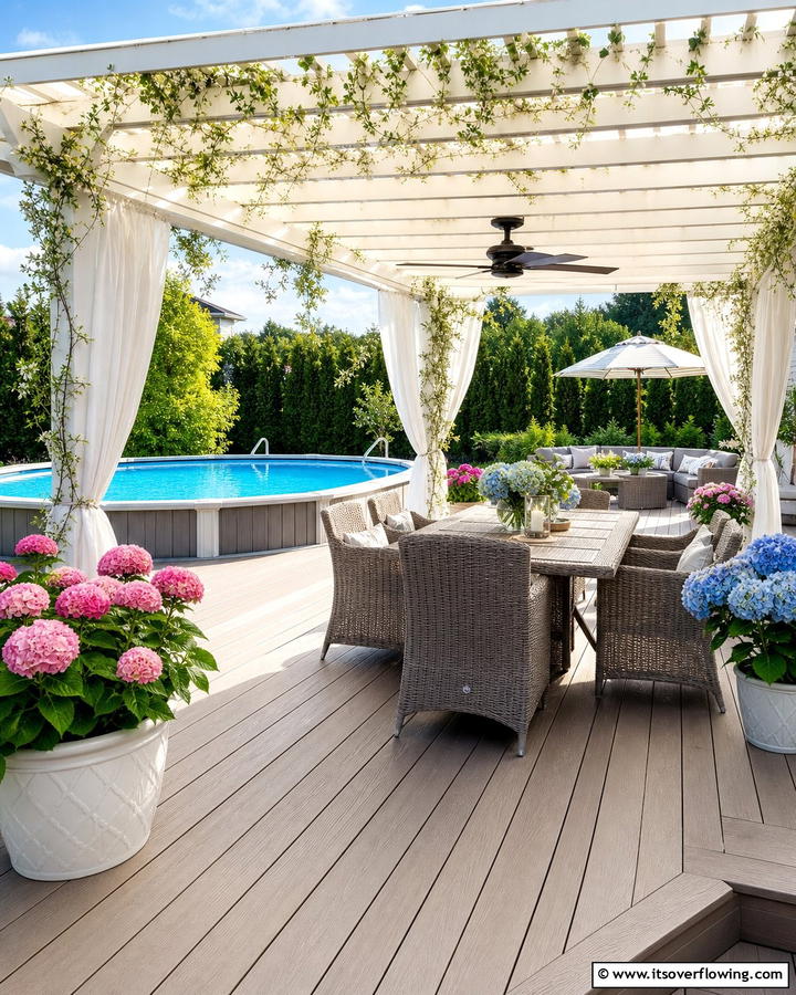Covered Shade and Style Deck - 21 Above-Ground Pool Deck Ideas for Backyard Fun
