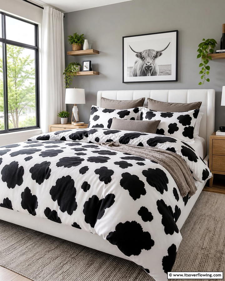 Cow Print Bedding Set - 25 Cow Print Room Decor Ideas- Fun & Trendy Designs