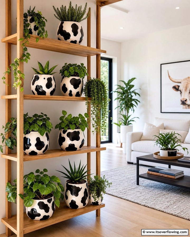 Cow Print PlantersExact - 25 Cow Print Room Decor Ideas- Fun & Trendy Designs