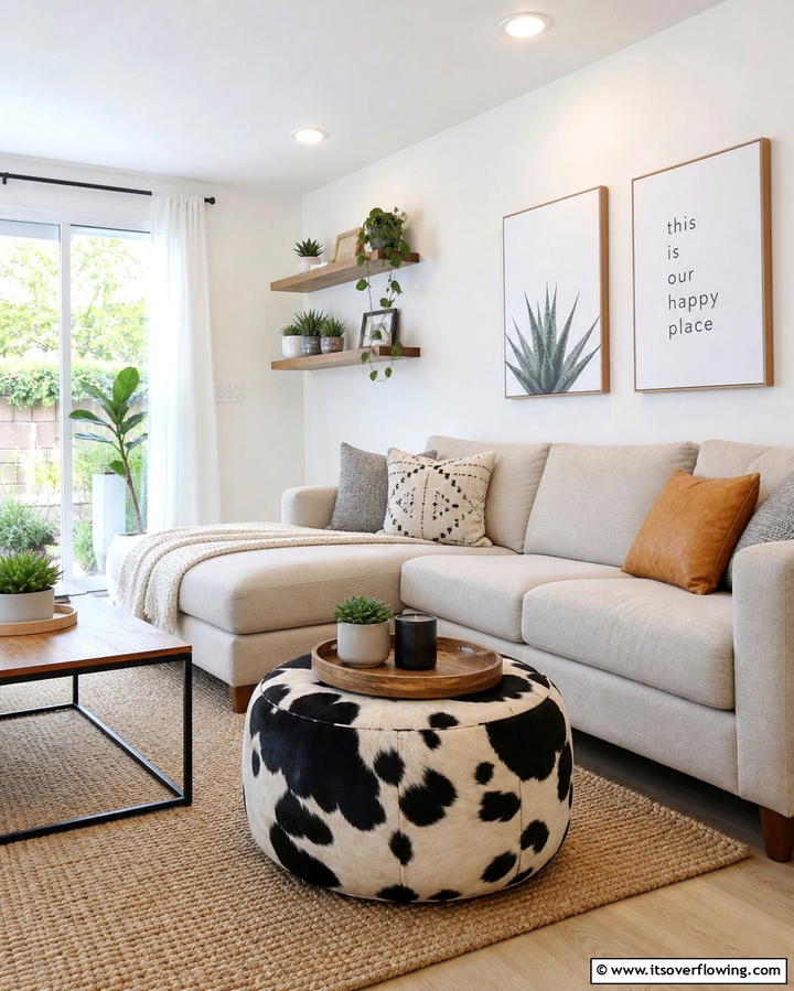 Cow Print Pouf - 25 Cow Print Room Decor Ideas- Fun & Trendy Designs