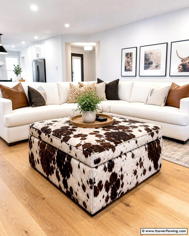Cow Print Storage Ottomans - 25 Cow Print Room Decor Ideas- Fun & Trendy Designs