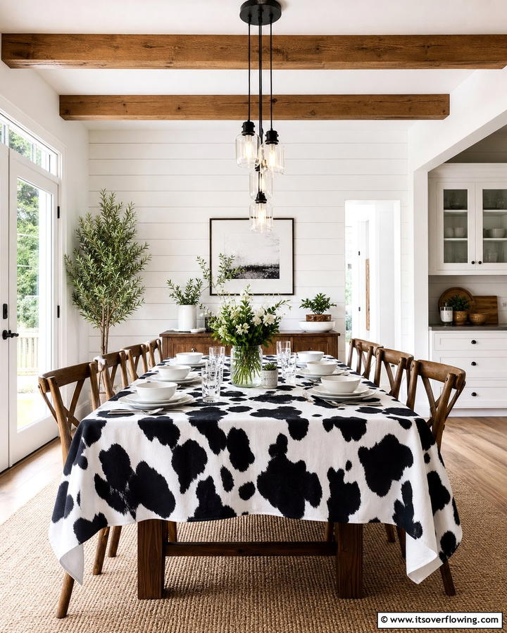 Cow Print Tablecloth - 25 Cow Print Room Decor Ideas- Fun & Trendy Designs
