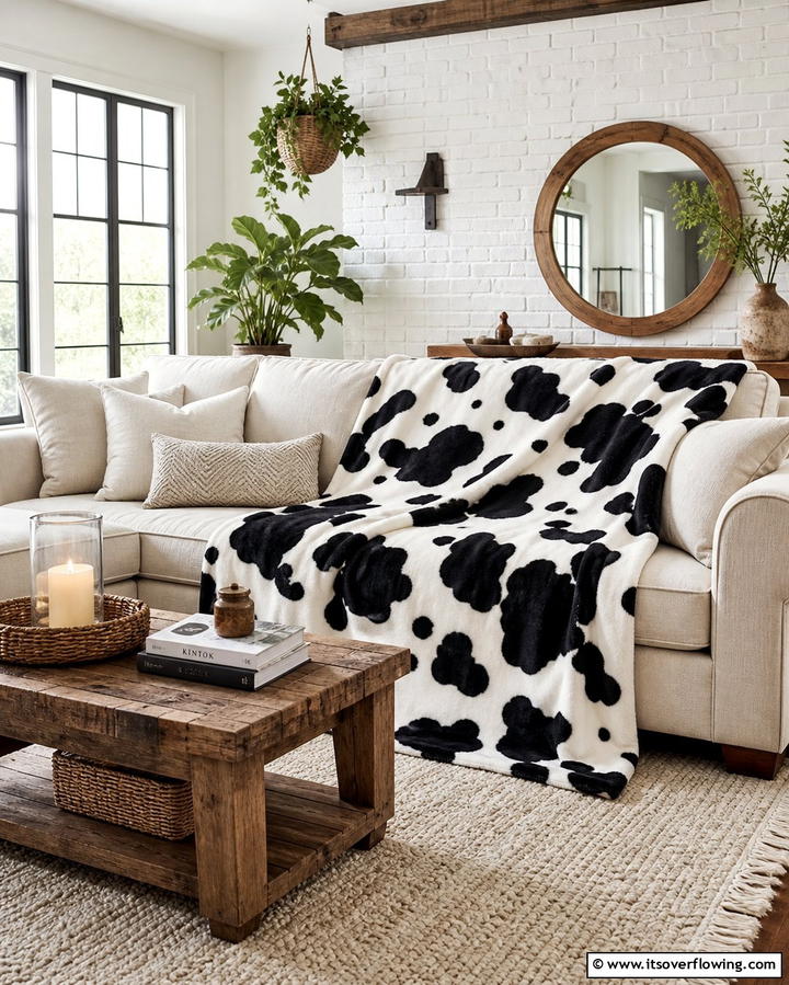 Cow Print Throw BlanketOne - 25 Cow Print Room Decor Ideas- Fun & Trendy Designs
