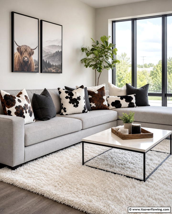 Cow Print Throw Pillows - 25 Cow Print Room Decor Ideas- Fun & Trendy Designs
