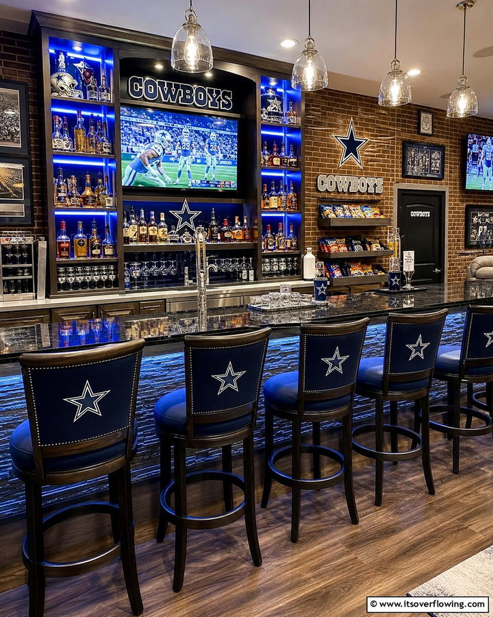 Cowboys Bar Area - 20 Dallas Cowboys Man Cave Ideas for True Fans