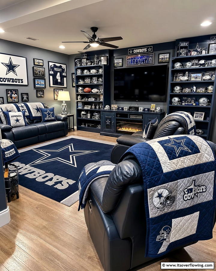 Cowboys Fan Quilt - 20 Dallas Cowboys Man Cave Ideas for True Fans