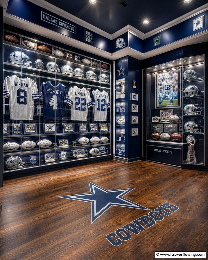 Cowboys Memorabilia Display - 20 Dallas Cowboys Man Cave Ideas for True Fans
