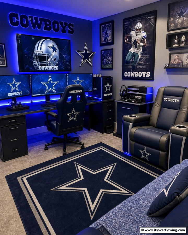 Cowboys themed Video Games Corner - 20 Dallas Cowboys Man Cave Ideas for True Fans
