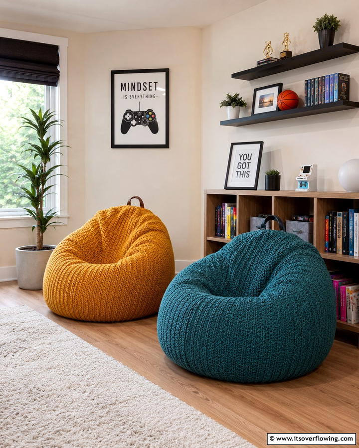Cozy Bean Bag Corners - 30 Vibrant Boho Teen Bedroom Ideas for Creative Self-Expression
