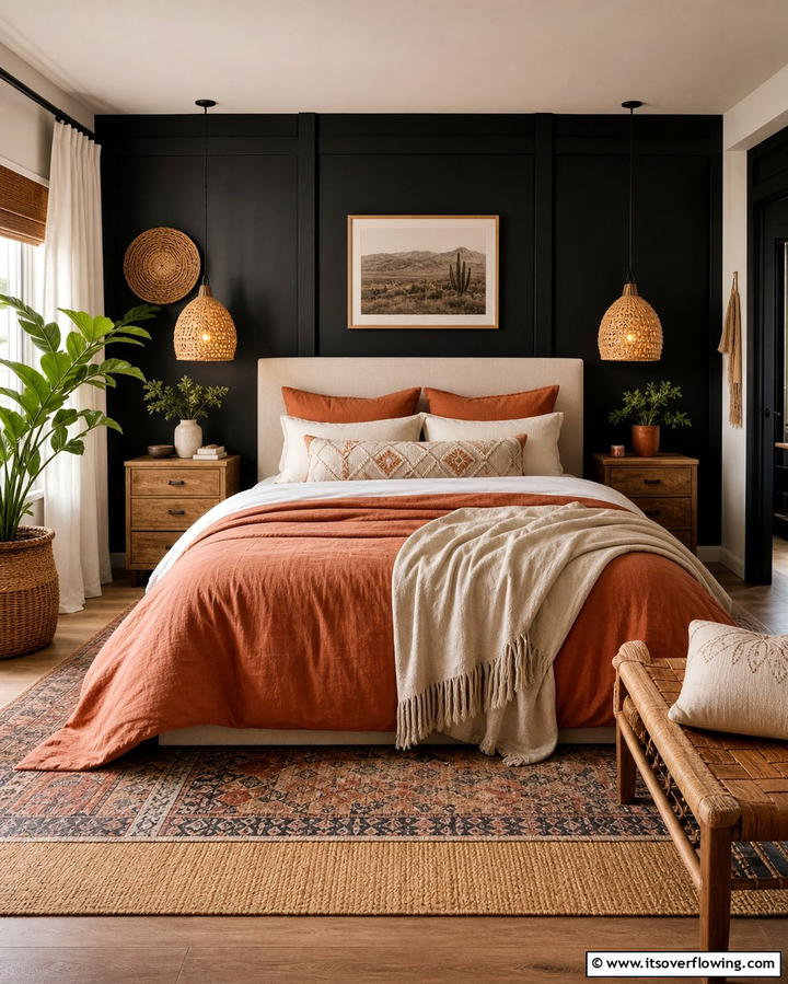 Cozy Black Bedroom Retreat - 25 Black Accent Wall Ideas for a Dramatic Statement