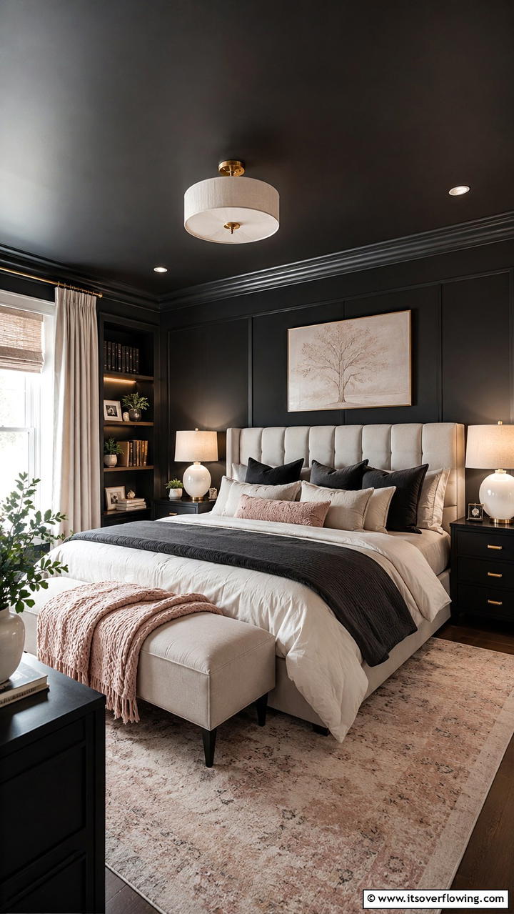 Cozy Black Retreat - 30 Black Ceiling Ideas to Add Depth and Drama Above