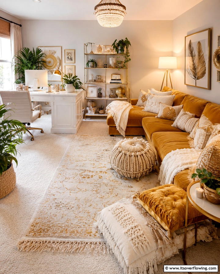 Cozy Boho Lounge Office - 30 Bohemian Home Office Ideas for Eclectic Workspace Vibes