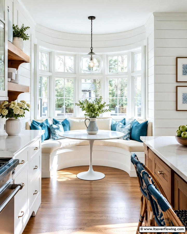 Cozy Breakfast NookOne - 25 Kitchen Bay Window Ideas for a Bright Cooking Space