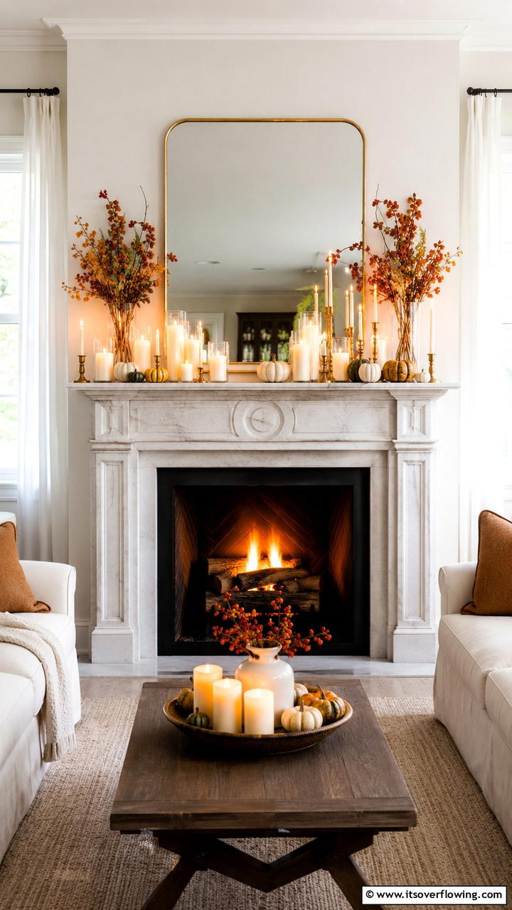 Cozy Candle Glow - 30 Fall Mantel Decor Ideas for Seasonal Coziness