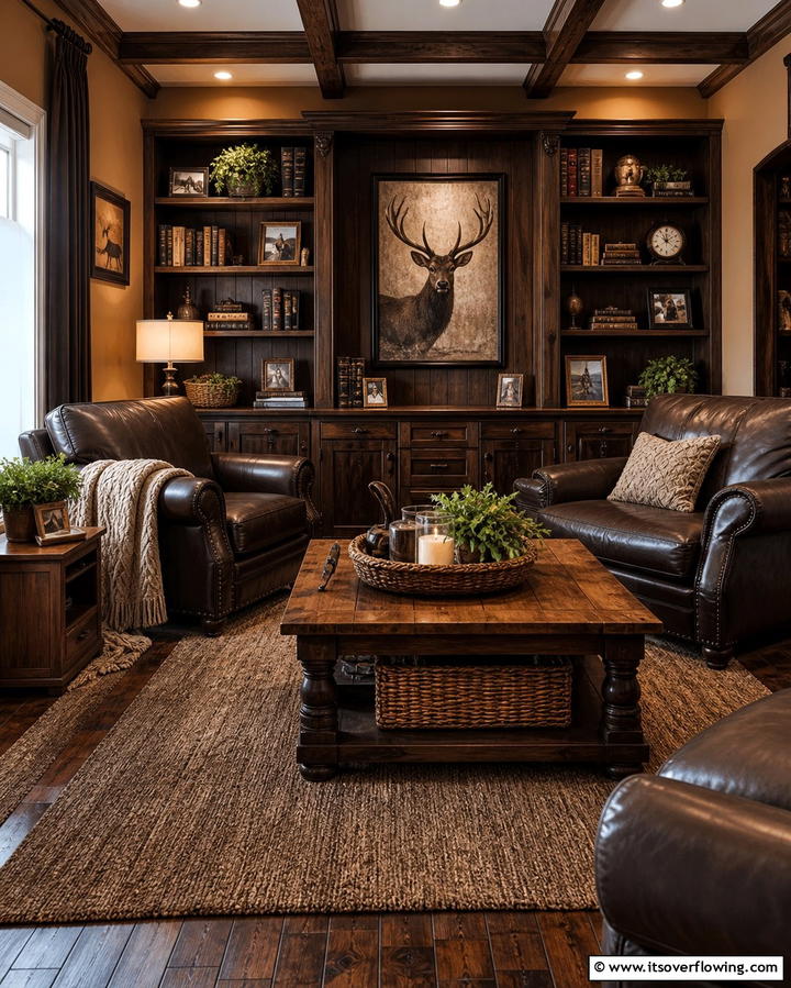 Cozy Chocolate Brown Den - 25 Monochromatic Color Schemes for Rooms