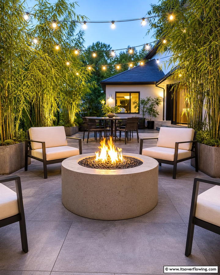 Cozy Concrete Charm - 21 Fire Pit Ideas for Outdoor Gatherings and Cozy Nights