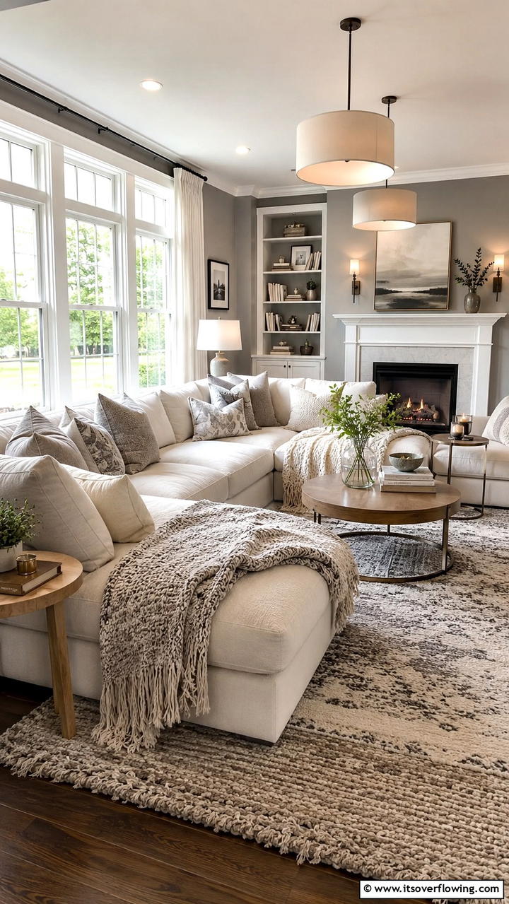 Cozy Contemporary Space - 30 Grey and Cream Living Room Ideas- Neutral Elegance
