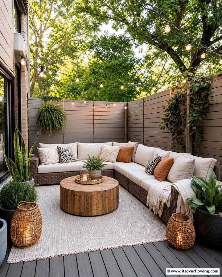 Cozy Corner Lounge - 20 Creative Corner Patio Ideas for Small Outdoor Spaces