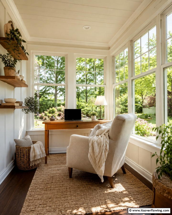 Cozy Corner Office - 20 Sunroom Office Ideas for a Productive Workspace