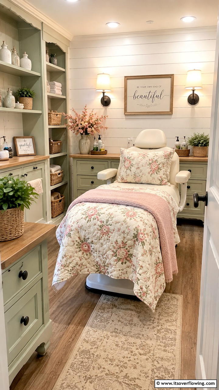 Cozy Cottage Facial Room - 30 Facial Room Ideas for At-Home Skincare Sanctuaries